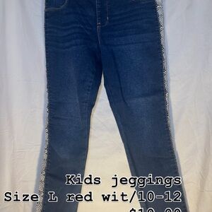 Kids Blue Jeggings with Lace Trim